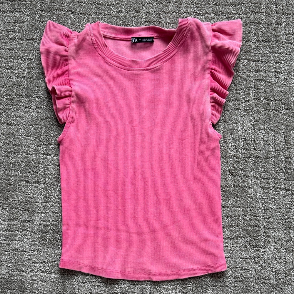 Zara Pink Flutter Sleeve Tee